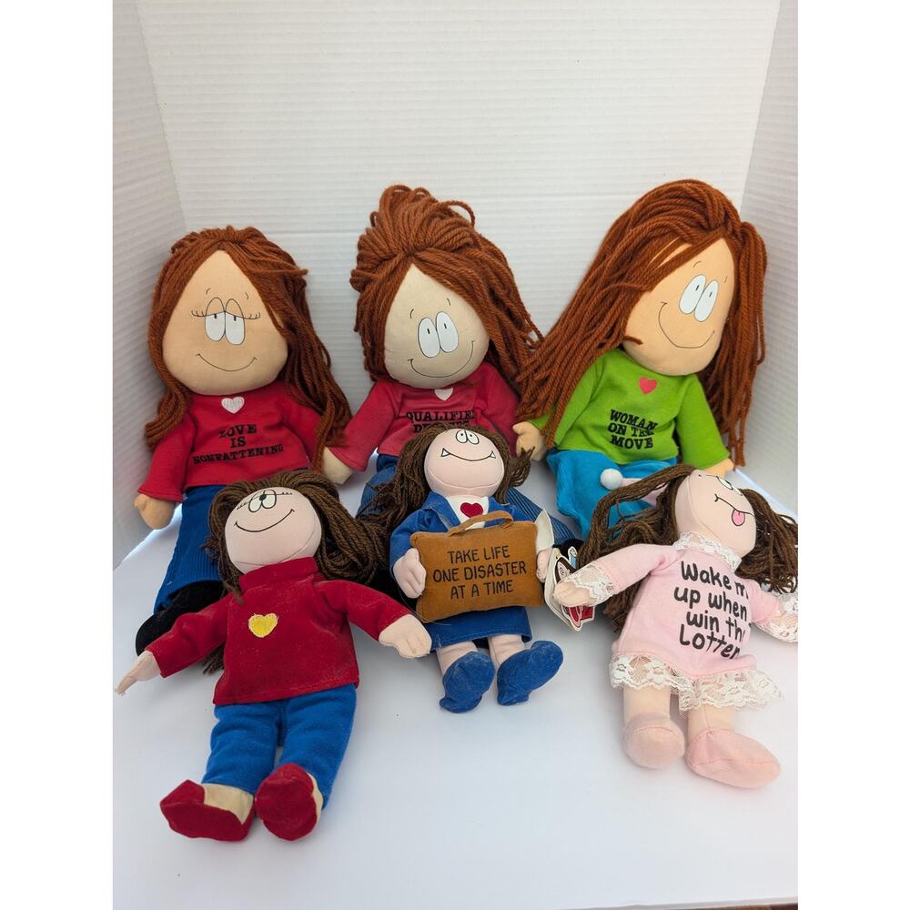 Vintage Cathy Comic Strip Plush Doll Lot 80s 90s Guisewite Collectible Slogan